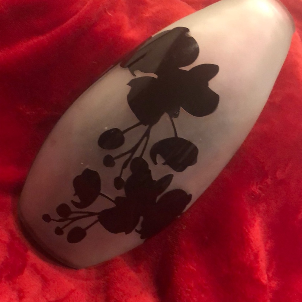White Frosted Vase with Black overlay